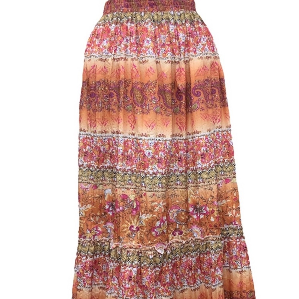 Boho skirt. Love so much I just purchased a smaller size. Many compliments.